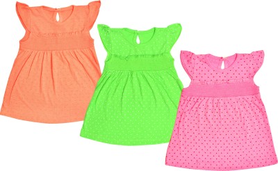 ORANGE AND ORCHID Baby Girls Midi/Knee Length Casual Dress(Multicolor, Cap Sleeve)