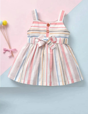 Vimeka Baby Girls Midi/Knee Length Casual Dress(Multicolor, Sleeveless)