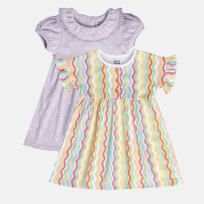 MINI KLUB Indi Baby Girls Midi/Knee Length Casual Dress(Multicolor, Short Sleeve)