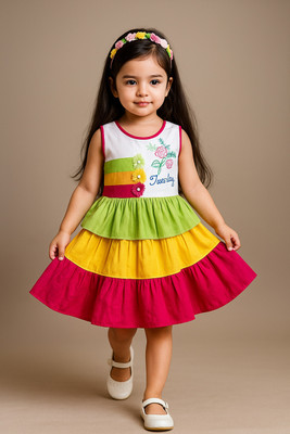 BLUEBARIC Baby Girls Midi/Knee Length Casual Dress(Multicolor, Sleeveless)