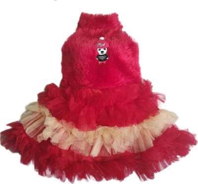 NKG FASHION Baby Girls Midi/Knee Length Party Dress(Red, Sleeveless)