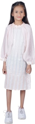 JenyJooo Girls Above Knee Casual Dress(White, Full Sleeve)