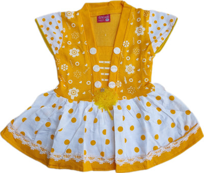 NKG FASHION Baby Girls Midi/Knee Length Casual Dress(Yellow, Cap Sleeve)