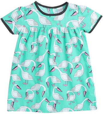 FUNSHINE Indi Girls Midi/Knee Length Casual Dress(Green, Short Sleeve)