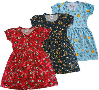 SVG POINTEL Baby Girls Midi/Knee Length Casual Dress(Multicolor, Half Sleeve)