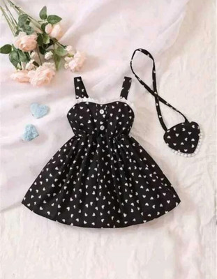 UPTREND VESTURE Baby Girls Midi/Knee Length Festive/Wedding Dress(Black, Sleeveless)