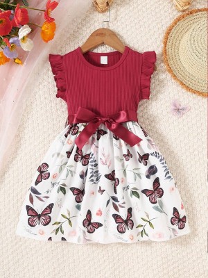 PURNKAMAAY TRENDZ Baby Girls Midi/Knee Length Casual Dress(Multicolor, Short Sleeve)