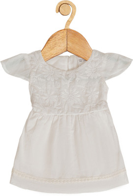 CREATIVE KID'S Girls Midi/Knee Length Casual Dress(White, Short Sleeve)