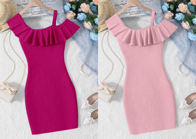 Dhanoo Fashion Girls Below Knee Party Dress(Pink, Fashion Sleeve)