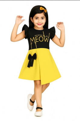 Middey Fashion Baby Girls Above Knee Casual Dress(Yellow, Fashion Sleeve)