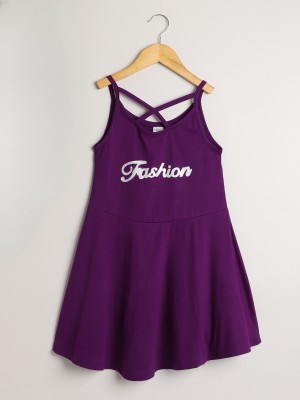 Whaou! Indi Girls Midi/Knee Length Casual Dress(Purple, Sleeveless)