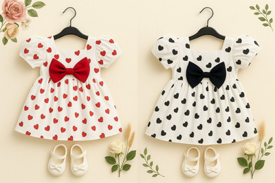 Elite attire Baby Girls Above Knee Party Dress(White, Short Sleeve)