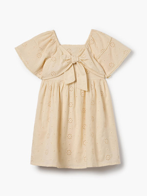 JUNIORS by Babyshop Girls Midi/Knee Length Casual Dress(Beige, Half Sleeve)