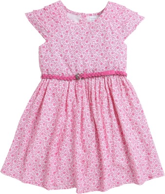 FUNSHINE Girls Midi/Knee Length Casual Dress(Pink, Half Sleeve)