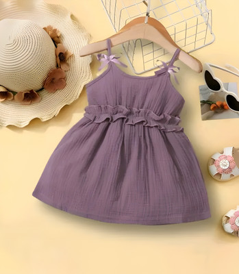 SHB COLLECTION Baby Girls Above Knee Casual Dress(Purple, Sleeveless)