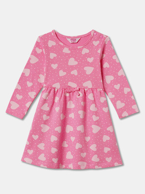 R&B Baby Girls Midi/Knee Length Casual Dress(Pink, 3/4 Sleeve)