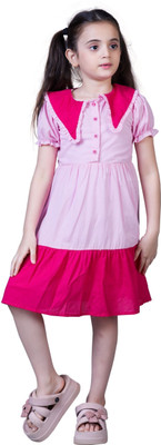 VAVA Creation Indi Girls Below Knee Party Dress(Pink, Half Sleeve)