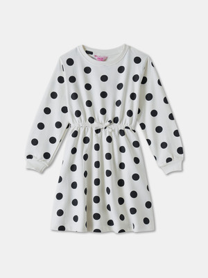R&B Girls Midi/Knee Length Casual Dress(White, Full Sleeve)