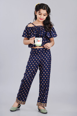 DMP FASHION Girls Casual Top Trouser(Blue)