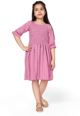 Billion Girls Midi/Knee Length Casual Dress(Pink, Half Sleeve)