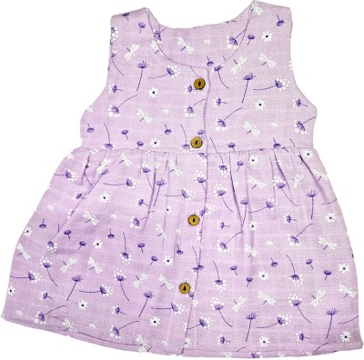 LittleApple Baby Girls Midi/Knee Length Casual Dress(Purple, Sleeveless)