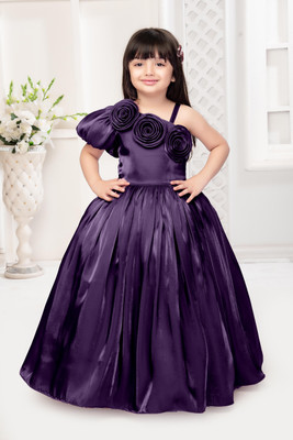 SARDAR DRESSES Baby Girls Maxi/Full Length Party Dress(Purple, Fashion Sleeve)
