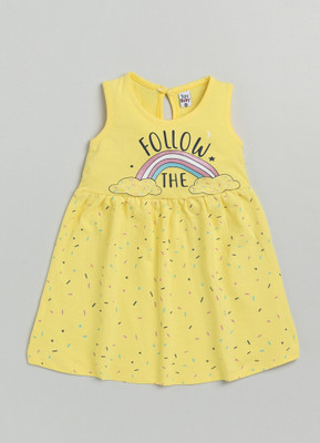 Mars Infiniti Baby Girls Midi/Knee Length Casual Dress(Yellow, Sleeveless)