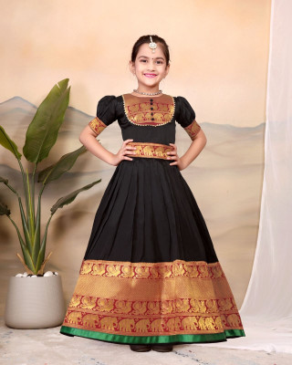 CalendarArt Girls Maxi/Full Length Festive/Wedding Dress(Black, Short Sleeve)