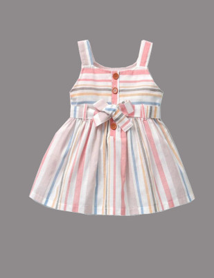 Vimeka Girls Midi/Knee Length Casual Dress(Multicolor, Sleeveless)