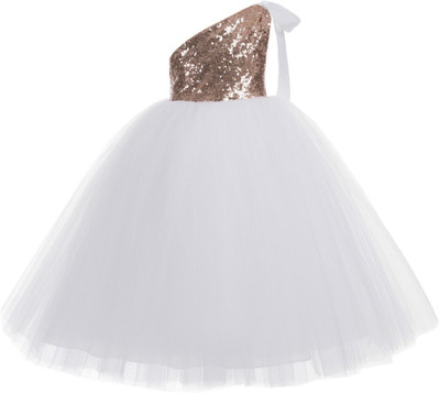 Wish littlle Girls Maxi/Full Length Party Dress(White, Sleeveless)