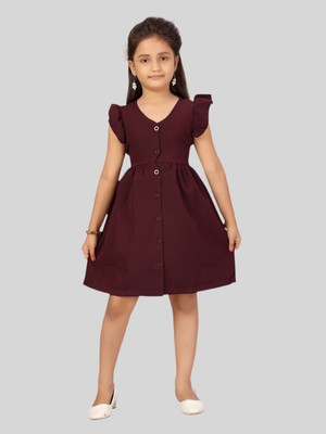 Aarika Indi Girls Midi/Knee Length Casual Dress(Purple, Sleeveless)