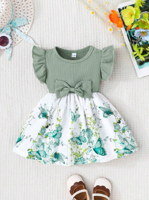 SAPL Baby Girls Midi/Knee Length Casual Dress(White, Short Sleeve)