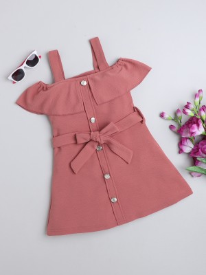 ADDYVERO Girls Midi/Knee Length Party Dress(Pink, Fashion Sleeve)