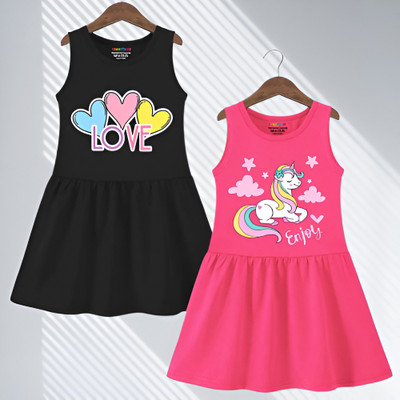 Mimmy Kids Baby Girls Midi/Knee Length Casual Dress(Pink, Sleeveless)