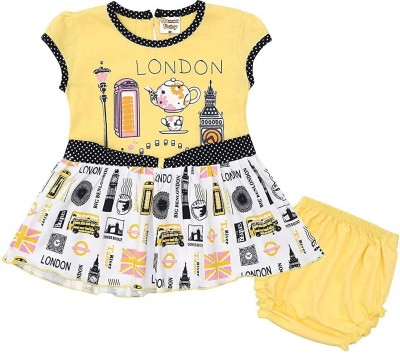 NammaBaby Baby Girls Midi/Knee Length Casual Dress(Yellow, Cap Sleeve)