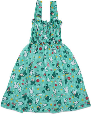 ajaymart Baby Girls Calf Length Casual Dress(Green, Short Sleeve)