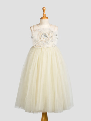 Toy Balloon Kids Girls Maxi/Full Length Party Dress(Gold, Sleeveless)