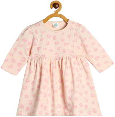 MINI KLUB Baby Girls Midi/Knee Length Casual Dress(Beige, Half Sleeve)