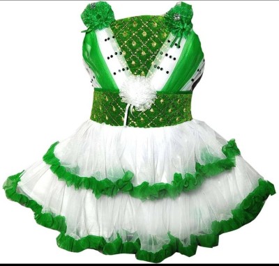 SG Fashion Baby Girls Midi/Knee Length Festive/Wedding Dress(Green, Sleeveless)