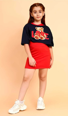 mohini collection Baby Girls Above Knee Party Dress(Red, Half Sleeve)