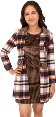 Cutecumber Girls Midi/Knee Length Casual Dress(Brown, Full Sleeve)
