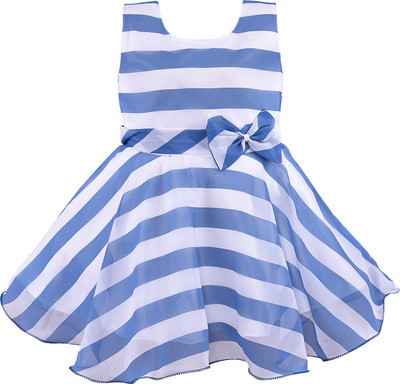 Wishkaro Baby Girls Above Knee Party Dress(Light Blue, Sleeveless)