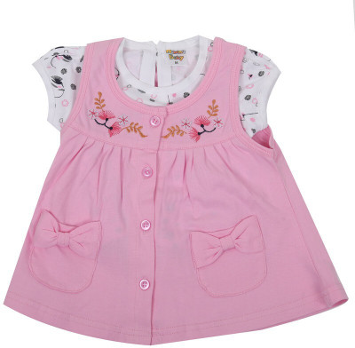 NammaBaby Baby Girls Midi/Knee Length Casual Dress(Pink, Short Sleeve)