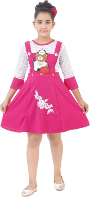 LR GIRLS Girls Midi/Knee Length Party Dress(White, 3/4 Sleeve)