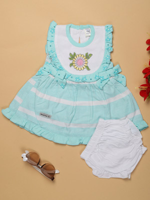 V-MART Baby Girls Above Knee Casual Dress(Green, Sleeveless)