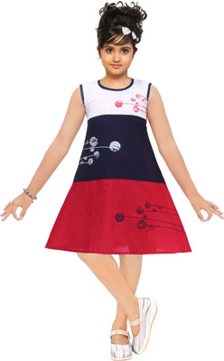 LINK KWALITY GARMENTS Indi Girls Above Knee Casual Dress(Multicolor, Sleeveless)