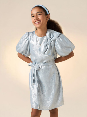 JUNIORS by Babyshop Girls Midi/Knee Length Casual Dress(Blue, Half Sleeve)