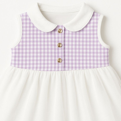 TBM Baby Girls Midi/Knee Length Casual Dress(Purple, White, Sleeveless)