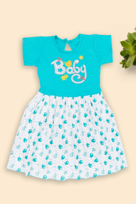 Sevgi Girls Midi/Knee Length Casual Dress(Light Blue, Short Sleeve)