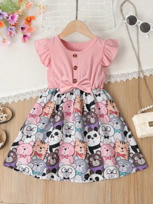 PURNKAMAAY TRENDZ Baby Girls Midi/Knee Length Festive/Wedding Dress(Pink, Fashion Sleeve)